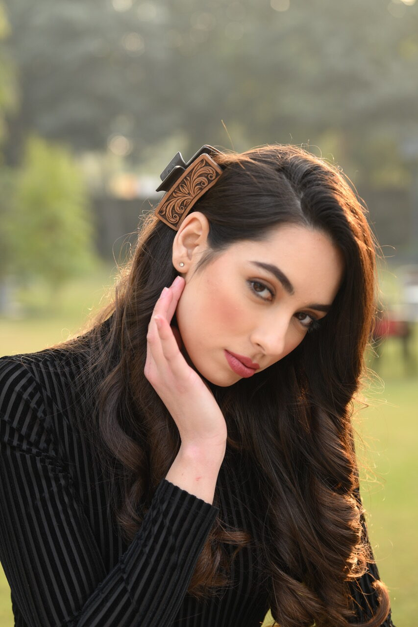 Alana Tooled Leather Hair Clip