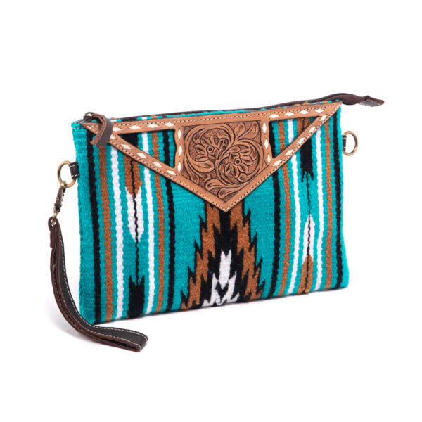 Cass – Genuine Leather and Saddle Blanket Clutch