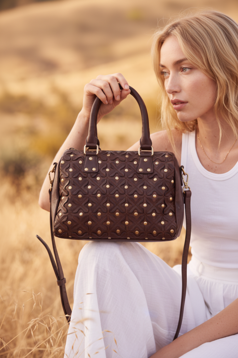 Glady Leather Studded Handbag