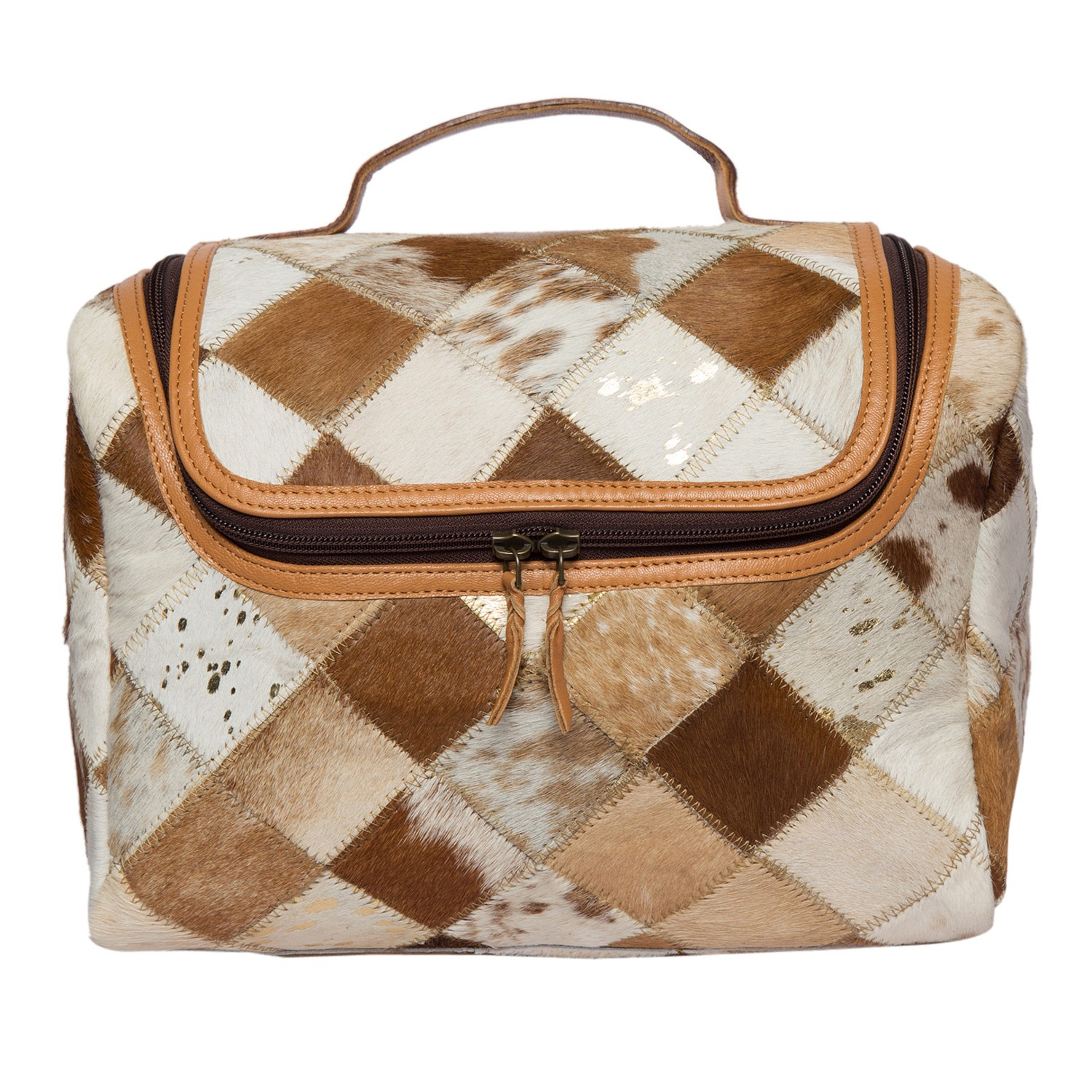 Isabella – Genuine Patchwork Cowhide Make Up/ Toiletry Kit