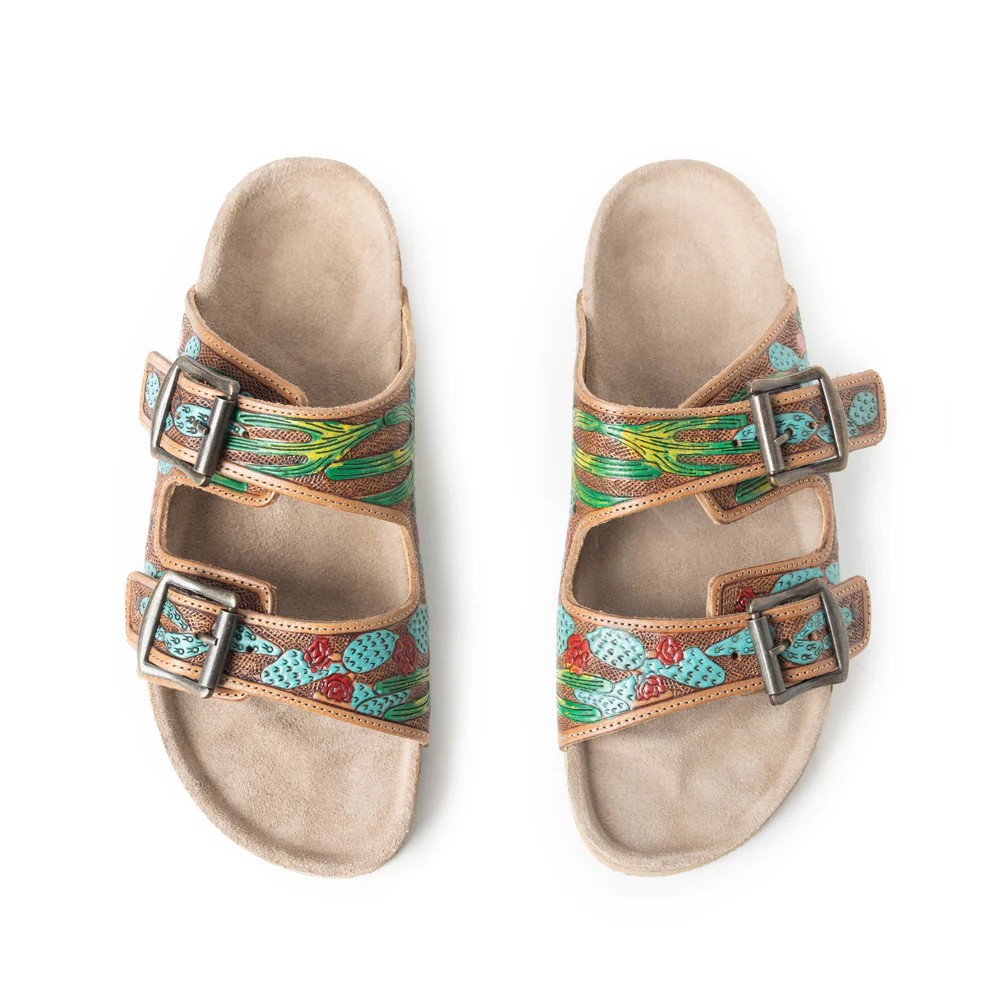 Falling Feather - Durable Tooled Leather Country Work & Western  Sandals Australia