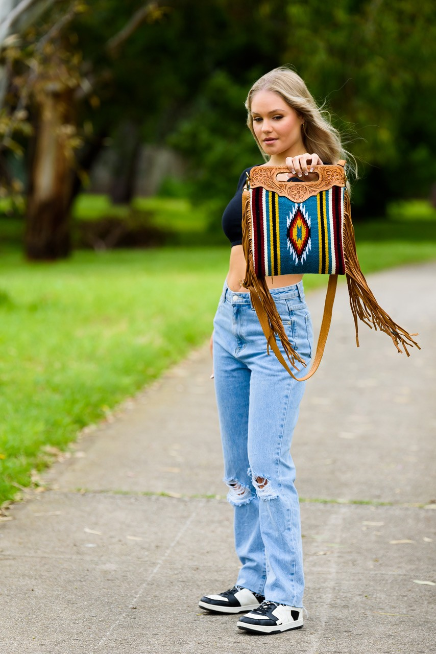 Hambo - Multi Saddle Blanket Sling Bag with Tooling Leather