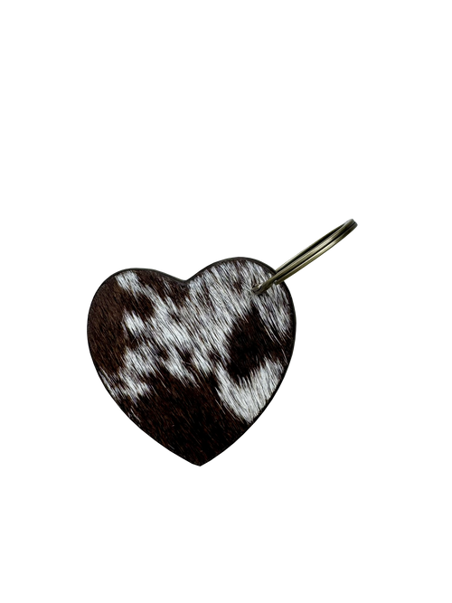 "Heart" Tooled Leather and Genuine Cowhide Keychain – Personalised Leather Gift