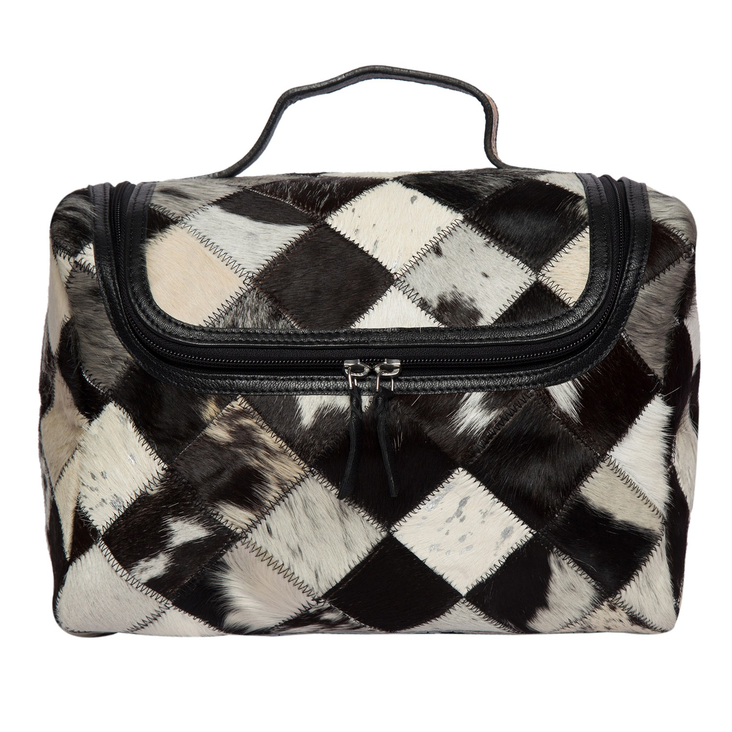 Isabella – Genuine Patchwork Cowhide Make Up/ Toiletry Kit
