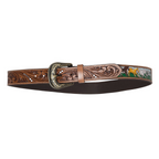 Hillary – Women’s Genuine Tooled Leather Running Horses Belt