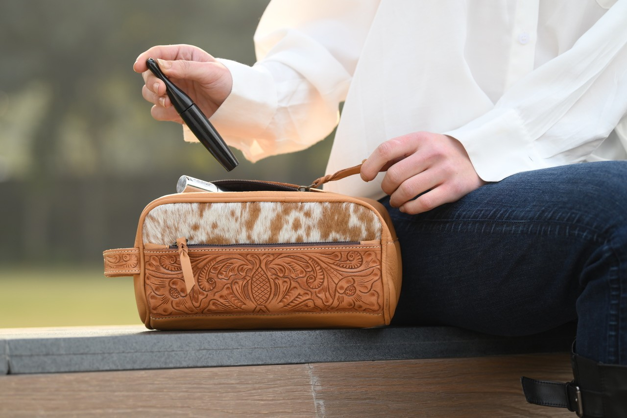 Abbey – Genuine Cowhide Leather Toiletry Bag Australia