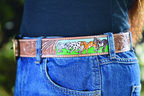 Hillary – Women’s Genuine Tooled Leather Running Horses Belt