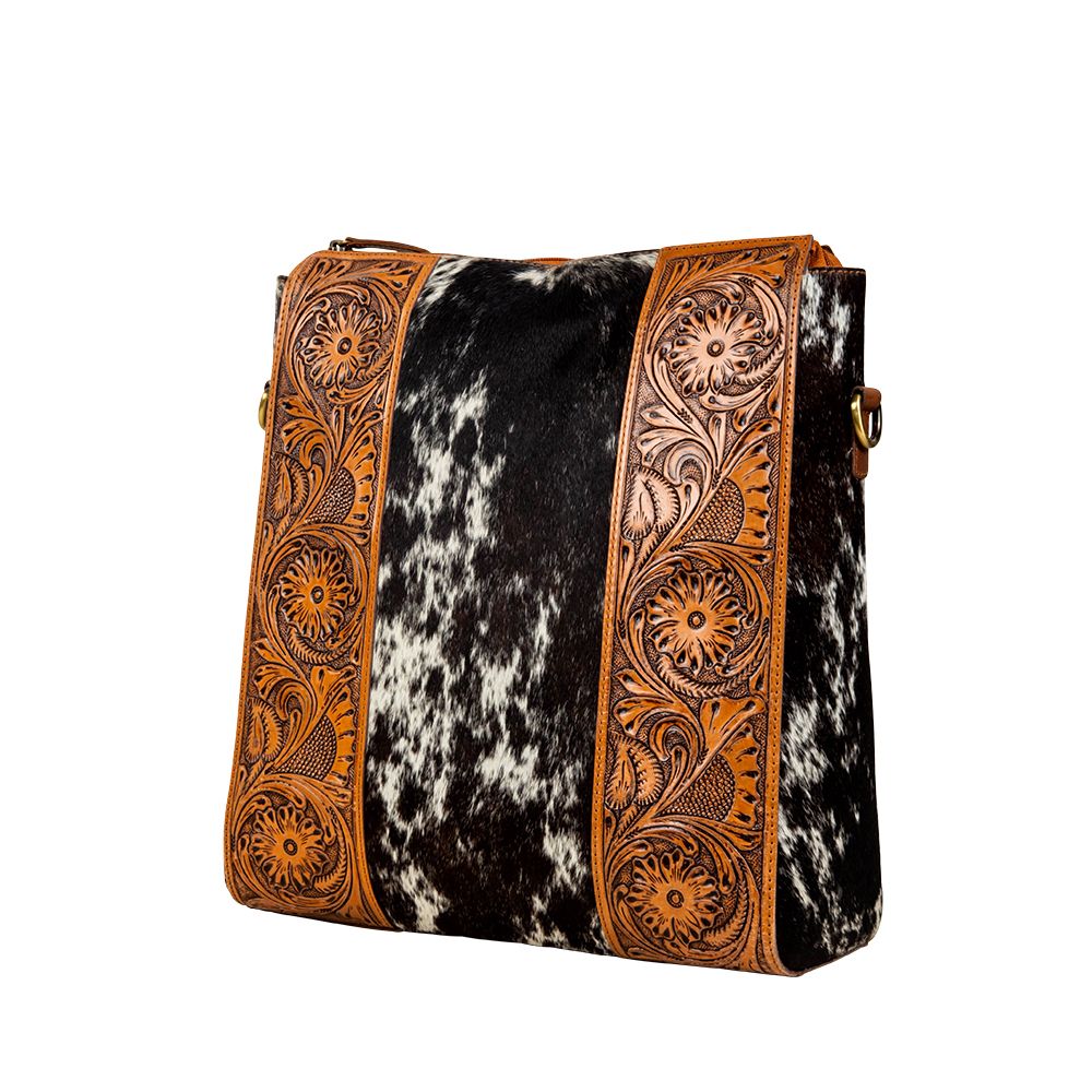 Wynona Fleur – Genuine Tooled Leather and Cowhide Bag