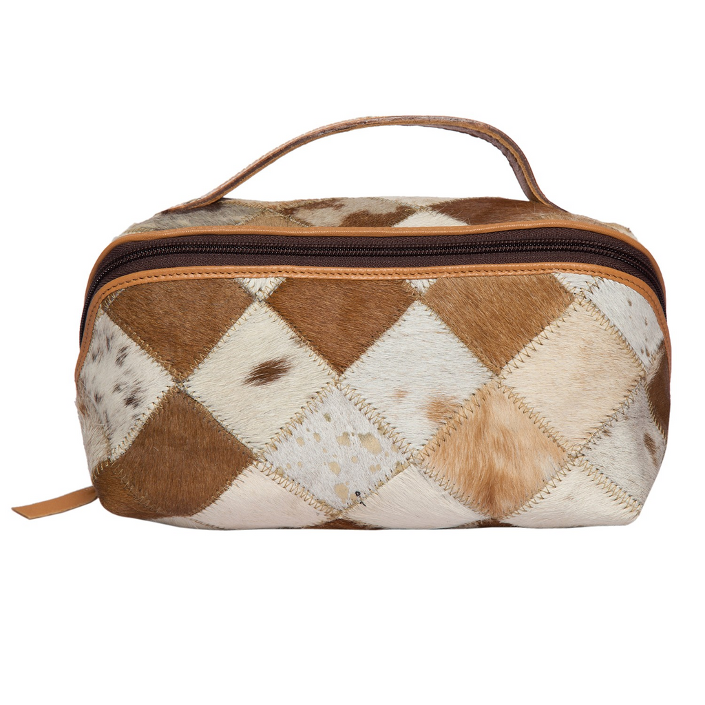 SAM - Patchwork Cowhide and Tooling Leather Cosmetics Bag
