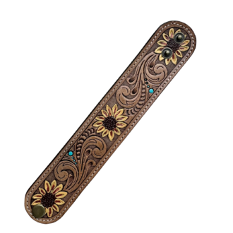 Sunflower Tooling Leather Wrist Band