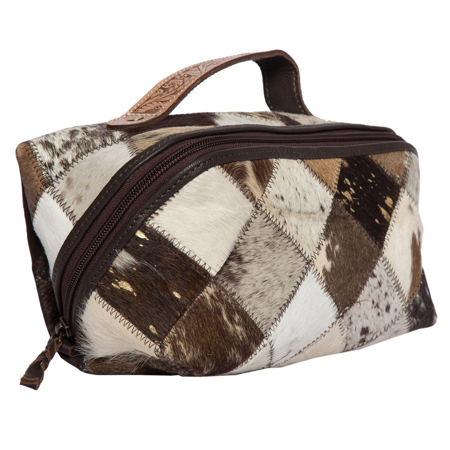 SAM - Patchwork Cowhide and Tooling Leather Cosmetics Bag