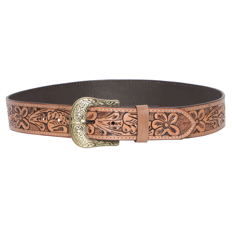 Kristy – Unisex Genuine Tooled Leather Belt